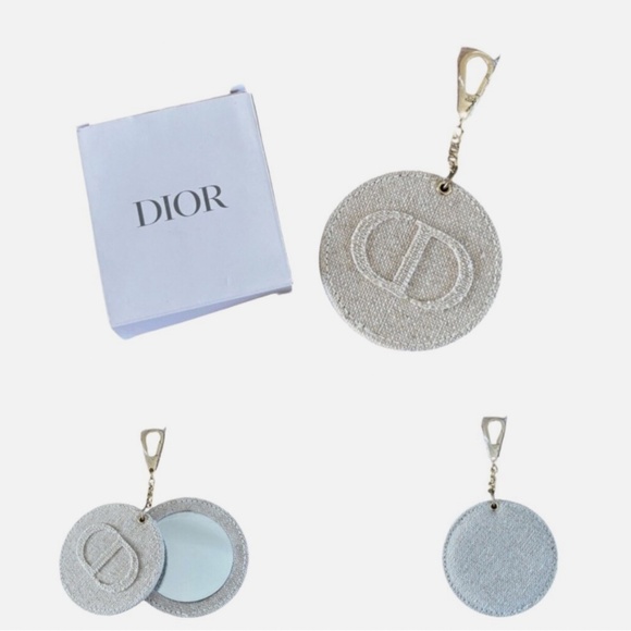 Dior Women's Mini Round Beige Double Mirror Keychain or Bag Charm Luxury NEW - Picture 2 of 8